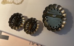 Vintage West Germany Black Glass Cameo Brooch & Clip-On Earrings Jewelry Set