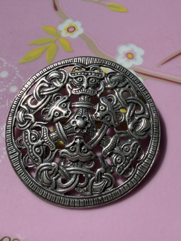 David Andersen Sterling Silver Viking Norway brooch Pendant vtg estate 3155