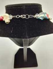 Vintage Multi Color Glass Metal Acrylic Ceramic Stars Flower Beaded Necklace 15″
