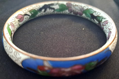 VINTAGE Cloisonne Floral Enamel on Brass Bracelet