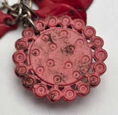 Vintage Bakelite Lucite Floral Bib Necklace Red Leaves Rhinestone Cabochon 21 In