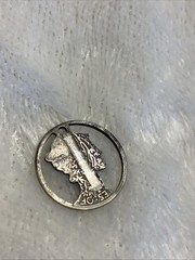 1942 MERCURY DIME 90% SILVER STERLING CUT OUT CHARM PENDANT WITH HOLE