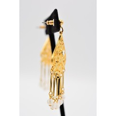 Vintage Dangle Earrings Lucite Frosted Brushed Gold Rhinestone NOS 1980s BinAK