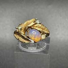 Vintage Signed 1972 Avon Fire Flower Faux Opal Ring – Size 4.75