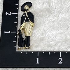 Vintage Figural Brooch Lady Dog Gold Tone 2.75″