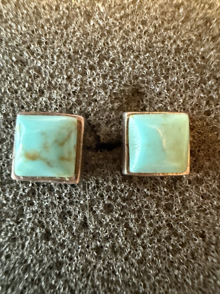 Vintage Sterling Silver 925 Turquoise Earrings / Post Stud / Petite Statement