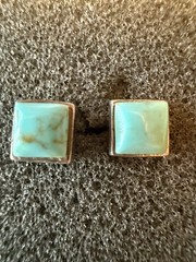 Vintage Sterling Silver 925 Turquoise Earrings / Post Stud / Petite Statement