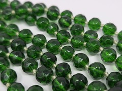 Faceted Green Glass Vintage Necklace 60 Inches Long Knotted No Clasp Czech?