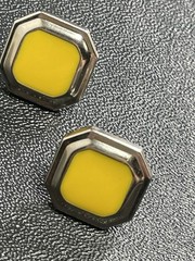 Vintage Yellow Resin Silver Tone Metal Earrings