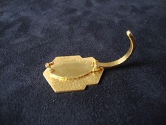 Vintage Retro Hexagrams Cloisonne White & Black Enamel Gold Tone Scarf Clip