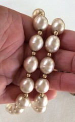 Vintage Metropolitan Museum of Art Faux Lg Pearl Collar Necklace Gold Tone – See