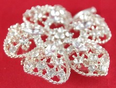 2.5″ VTG REFRACTIVE CLEAR GLASS RHINESTONE & SILVER TONE DAISY FLOWER BROOCH PIN
