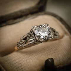 Stunning Vintage Style Geometric Art Deco Lab Created Diamond Engagement 925Ring