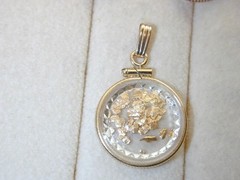 Natural Gold mining Placer Nuggets Pendant & Pierced Earrings Set GF Setting