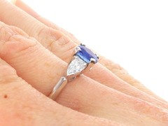 Vintage 1.83Ct Sapphire and 0.66Ct Pear Diamond Platinum Ring Circa 1980