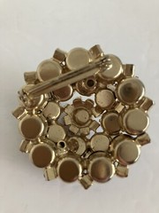 JULIANA Tiered Topaz Aurora Borealis Rhinestone Headlight Domed Brooch!