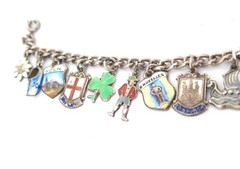 .Vintage Sterling & .800 Silver Charms From Around The World Bracelet 27.2g