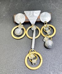 Vintage Lucite, Mixed Metal 1960s Modernist Brooch