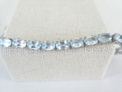 Sterling Silver 925 Natural Heated Blue Topaz Tennis Line Bracelet 7.5″