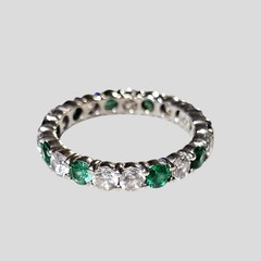 Eternity Band Size 6.5 Clear And Green Stones