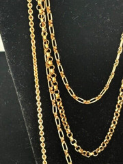Vintage Signed NAPIER Gold Tone Varied 4 CHAIN LAYERED Necklace 24″ – 36″ L