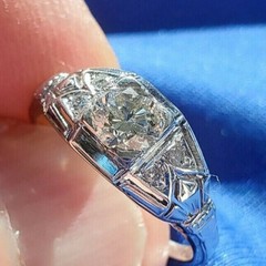 Original EARTH MINED DIAMOND Deco Engagement Ring Gatsby ERA Solitaire 14K GOLD
