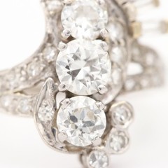 Vintage Old European Cut Diamond Cluster And Yellow Gold Ring ART DECO DESIGN