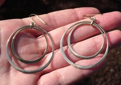BR Banana Republic Sterling Silver Double Circle Hook Earrings 925 7.8g 2.25 In