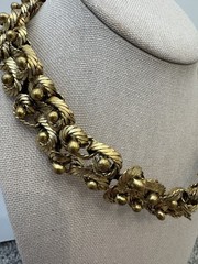 Vintage Gold Tone Twisted Rope Chain Statement Necklace Chunky 16.5”