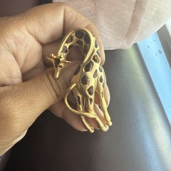 Vintage Enamel Rhinestone Giraffe Brooch Pin 2.75″ Jungle Elegant Red Rhinestone