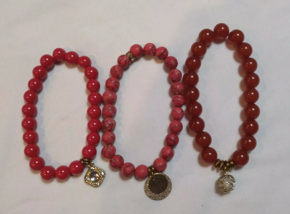 LOT OF THREE BRACELETS-ONE SIZE FITS ALL, ADJUSTIBLE, BEADED