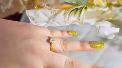 14k Gold Plated Diamond Ring, Natural Rose Cut Diamond 925 Sterling Silver Ring