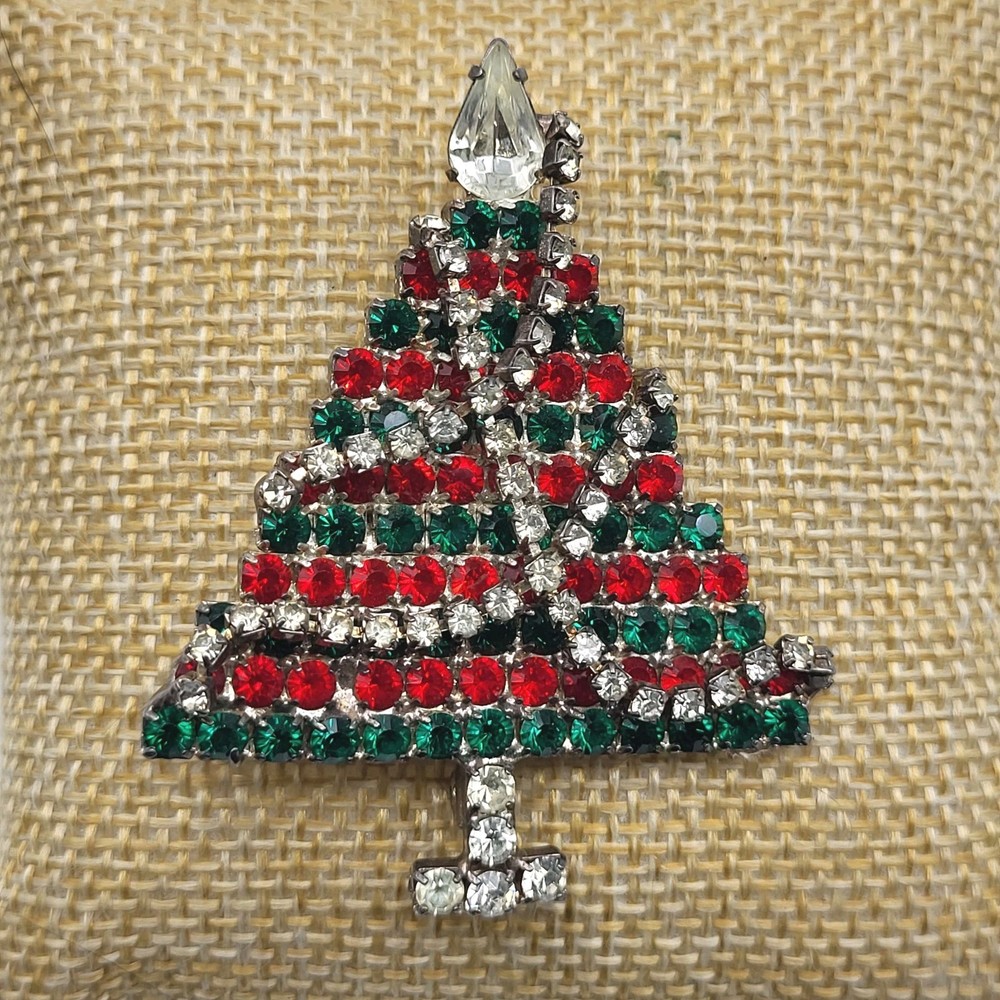 Stunning Vintage Christmas Tree Brooch pin MCM Estate Jewelry Holiday