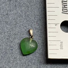Jade Green Heart Pendant Acrylic Stone Silver Valentine Love Retro Vintage BoHo