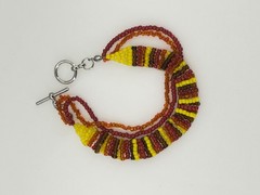 Handcrafted Beaded Bracelet Silver Toggle Clasp Multicolor 7.5 Inch