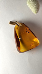 Vintage Soviet Gold 14k, 583 Russian Amber Pendant 8.9g