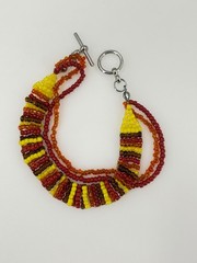 Handcrafted Beaded Bracelet Silver Toggle Clasp Multicolor 7.5 Inch