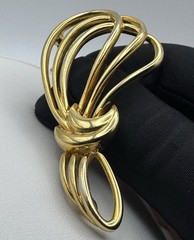 Goldtone Metal Abstract Tiered Swirl Statement Brooch Pin
