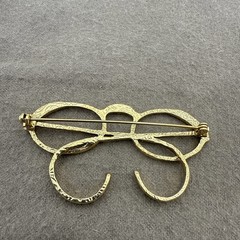 Vintage Gold tone Spectacle Eyeglasses with Rhinestones Pin Brooch