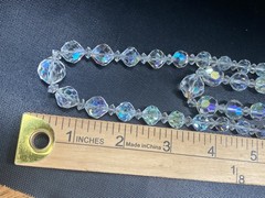 Aurora Borealis Crystal Necklace 2 Strand 25″ 31″ Vintage Chain Strung GF Clasp