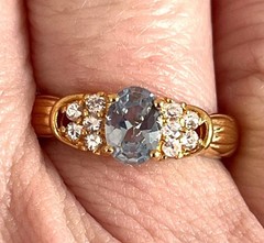 Vintage 1970s Cocktail Ring Size 7 Blue CZ 18KT Gold Plate – 14U