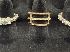 Estate Jewelry Lot 18 Rings Rhinestone Gold Silver Tone Vintage Fashion