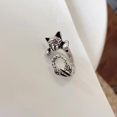 Vintage Style 925 Sterling Silver Kitty Ring Unique Cat Ring