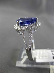 ESTATE 4.46CT DIAMOND & TANZANITE 18KT WHITE GOLD 3D PEAR HALO ENGAGEMENT RING