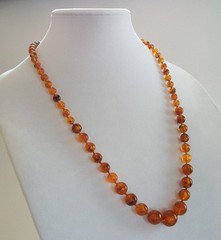 Art Deco Baltic Amber Necklace – Graduated Beads with Inclusions – Circa 1925