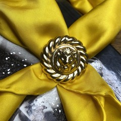 Vintage Scarf Ring Clip Gold Lion Ornate Jewelry