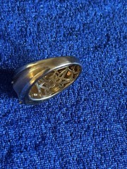 Vintage Estate 50’s Sterling Silver Gold Vermeil Blue Mystic Topaz Men’s Ring