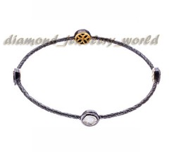 Victorian 0.60ctw Genuine Old Mine Antique Cut Diamond Silver Bangle Bracelets