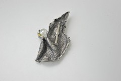 Signed JJ JONETTE Vtg Crystal Wizard Brooch crystal ball LARGE *missing 1 stone