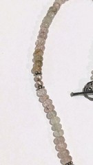 Vtg Sterling Silver Faceted Rutilated Quartz Beads & Jasper Pendant 19″ Necklace